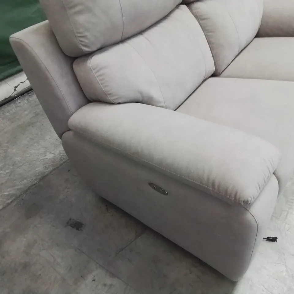 QUALITY ITALIAN DESIGNER PATRIZIO POWER RECLINING TWO SEATER SOFA FAWN FABRIC