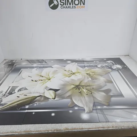 SET OF 3-PANEL WHITE LILY FLORAL WALL ART