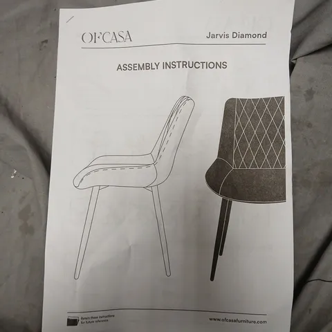 OFCASA JARVIS DAIMOND DINING CHAIR PAIR IN GREEN - COLLECTION ONLY 