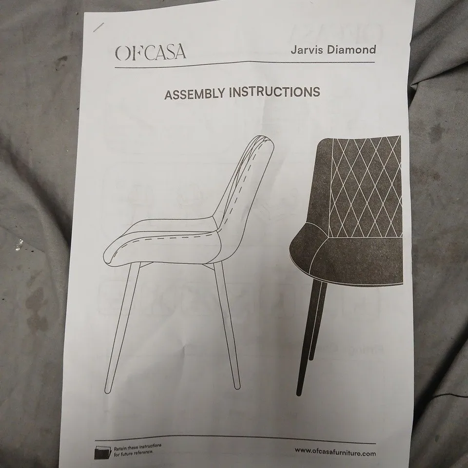 OFCASA JARVIS DAIMOND DINING CHAIR PAIR IN GREEN - COLLECTION ONLY 