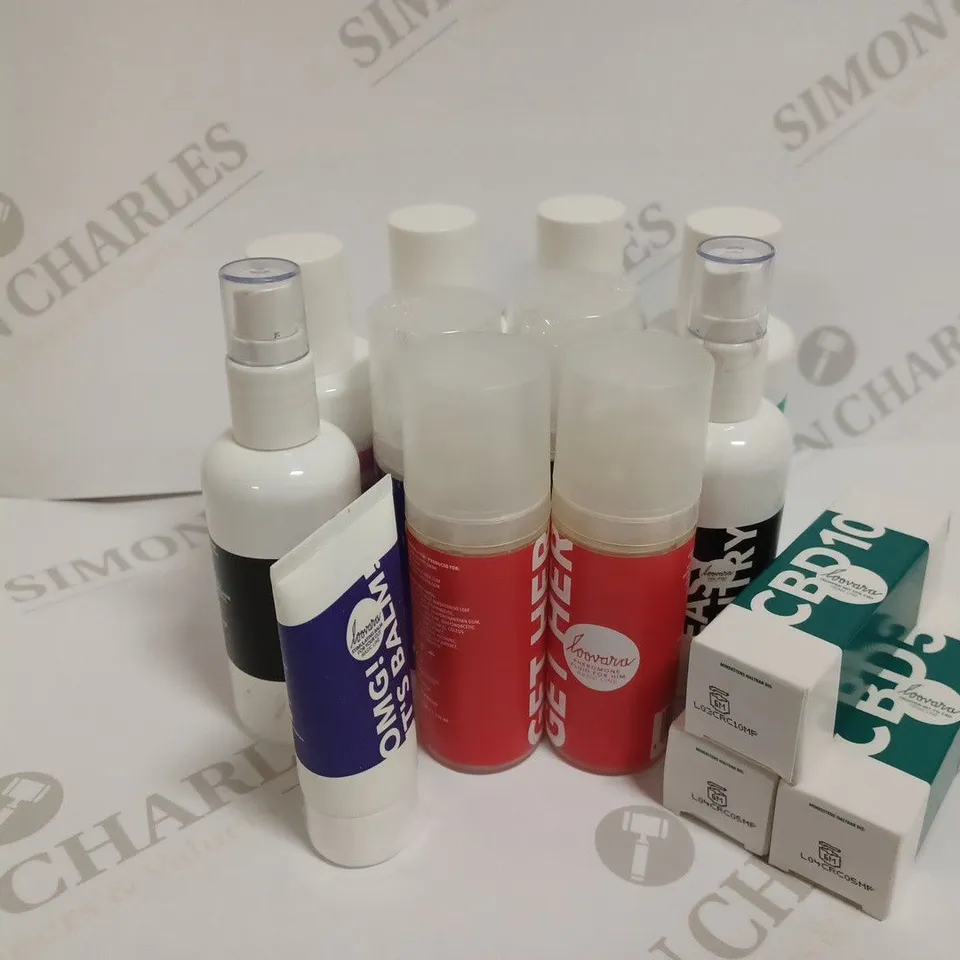 LOT OF 14 ASSORTED LOOVARA PRODUCTS TO INCLUDE MASSAGE OIL, LUBRICANT, PHEROMONE FLUID, BALM AND SPRAY