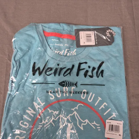 BAGGED WEIRD FISH PADDLE ECO GRAPHIC TEE IN BLUE - XL