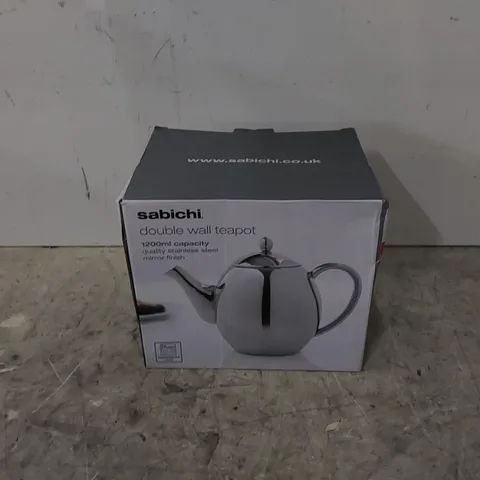 BOXED 1.2L DOUBLE WALL STAINLESS STEEL TEAPOT (1 BOX)