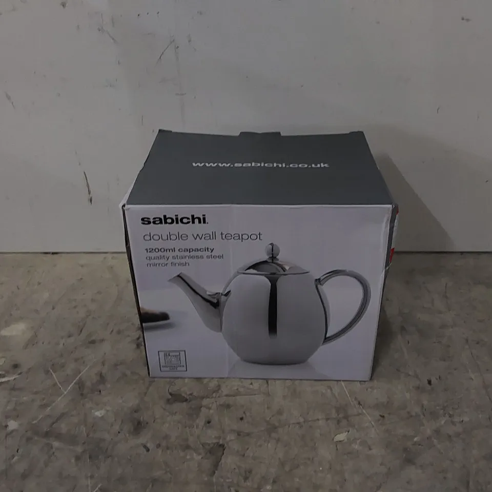 BOXED 1.2L DOUBLE WALL STAINLESS STEEL TEAPOT (1 BOX)