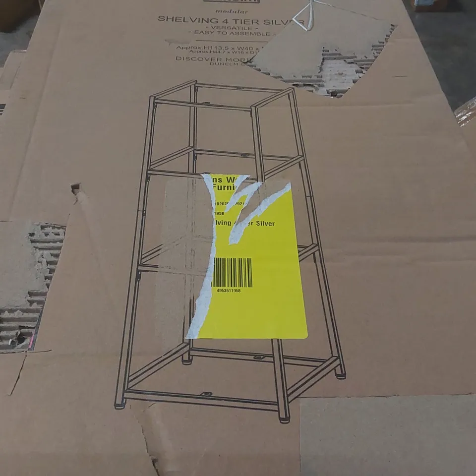 BOXED MODULAR SHELVING 4 TIER - SILVER