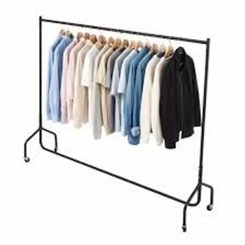BOXED 6FT GARMENT CLOTHES RAIL SUPER HEAVY DUTY ALL METAL BLACK