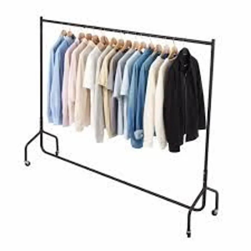 BOXED 6FT GARMENT CLOTHES RAIL SUPER HEAVY DUTY ALL METAL BLACK