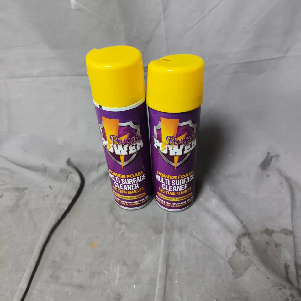 POWER FOAM MULTI-SURFACE CLEANER – 2 X AEROSOL SPRAY CANS. DAMAGED LIDS