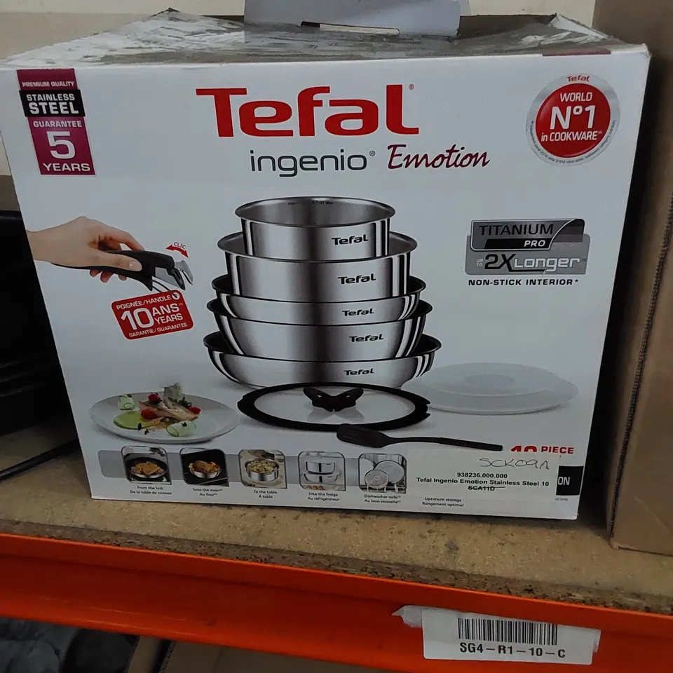 BOXED TEFAL INGENIO EMOTION STAINLESS STEEL 10 PIECE SET