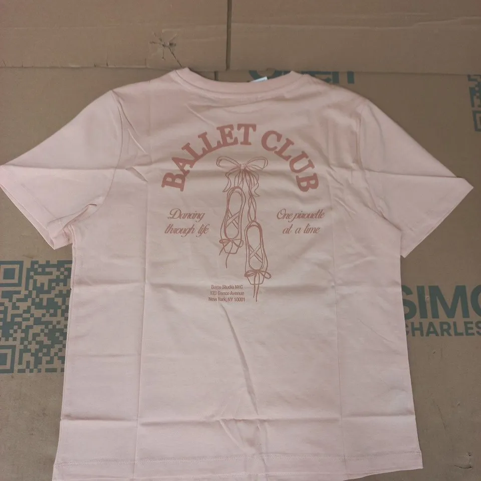 MANGO BALLET CLUB SHORT SLEEVE T-SHIRT IN PINK SIZE SMALL