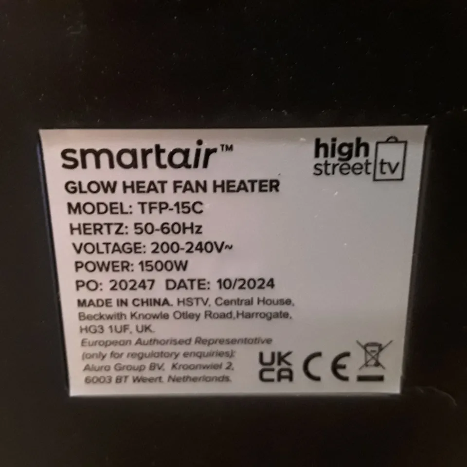 SMARTAIR GLOW HEAT PORTABLE ELECTRIC FAN HEATER - BLACK