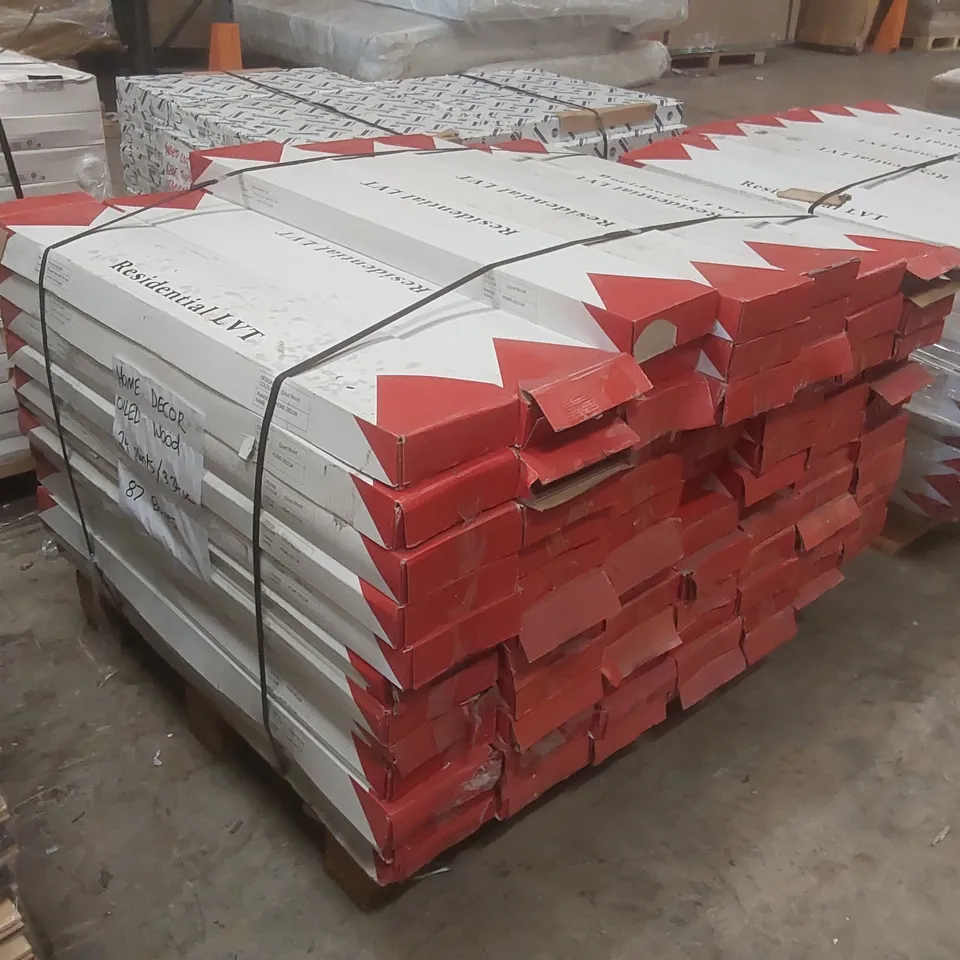 PALLET CONTAINING APPROXIMATELY 87x PACKS OF HOME DECOR OILED WOOD LUXURY VINYL TILES - 3.34M² PP