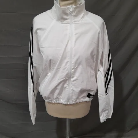 ADIDAS STRIPE JACKET IN WHITE/BLACK SIZE 10