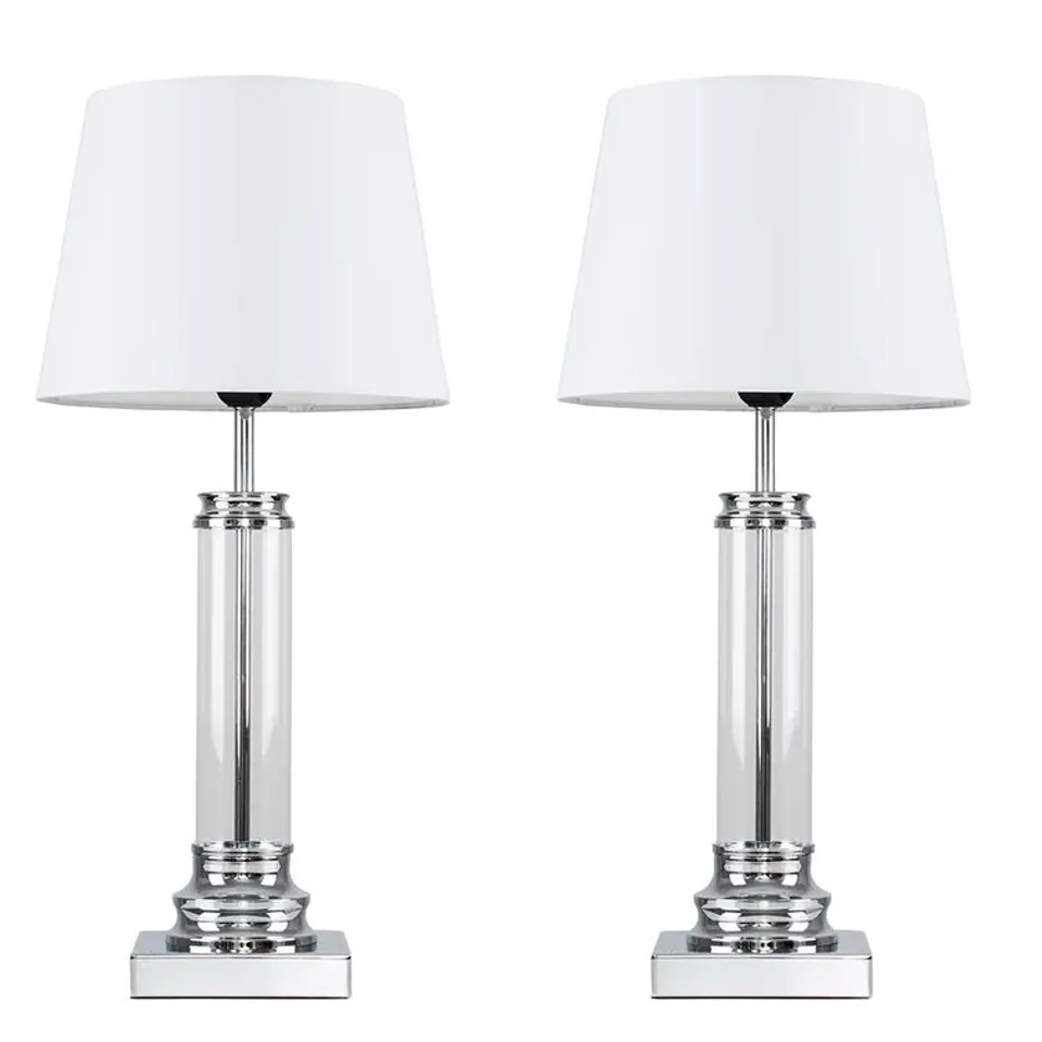 BOXED MAUD 54cm SILVER TABLE LAMP SET - SET OF 2 (1 BOX)