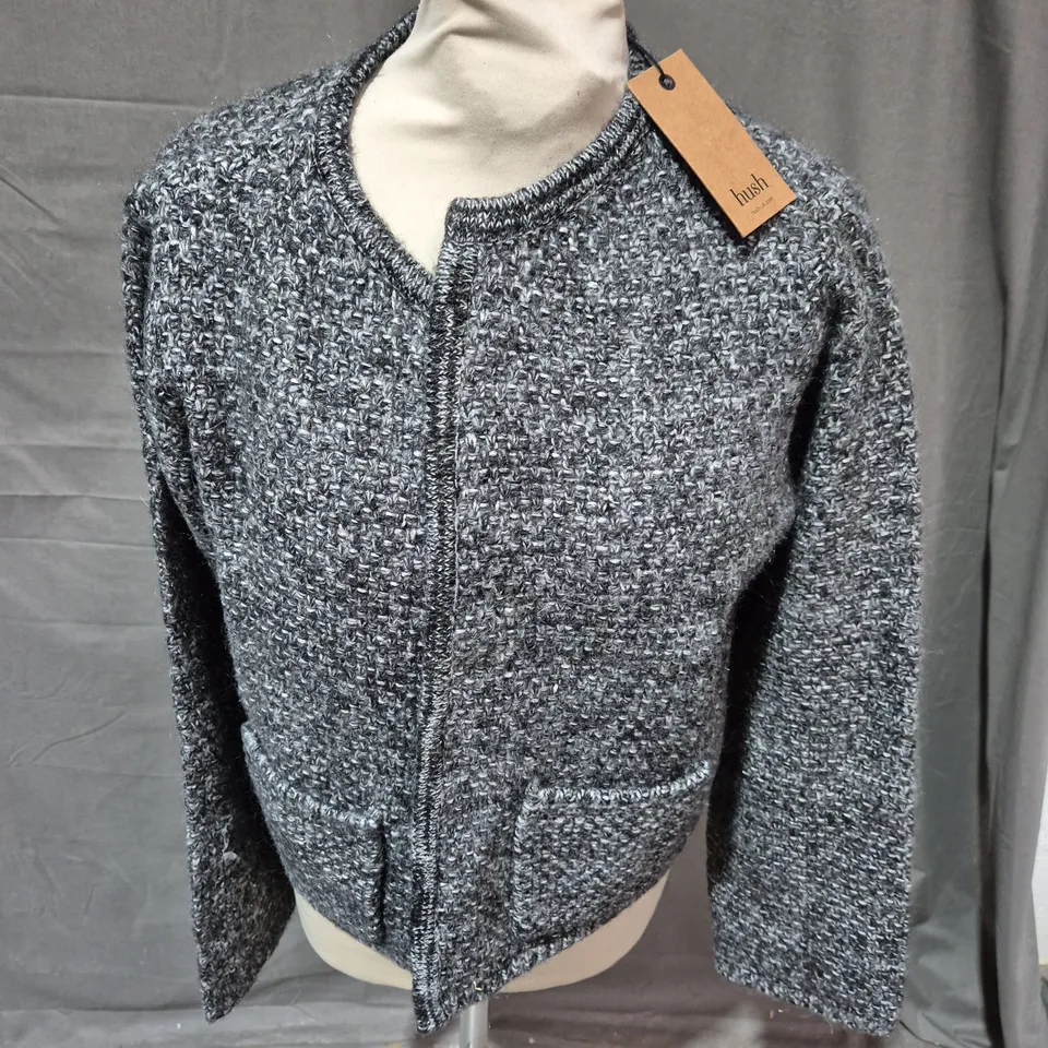 HUSH DELL KNITTED JACKET IN CHARCOAL/METALLIC SIZE M