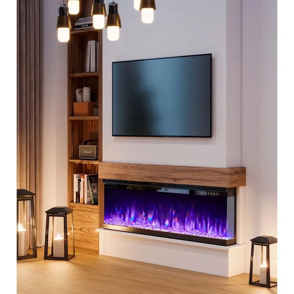 BOXED FRANCE BELFRY 3-SIDED ELECTRIC FIREPLACE HEATING 1800W - BLACK (1 BOX)