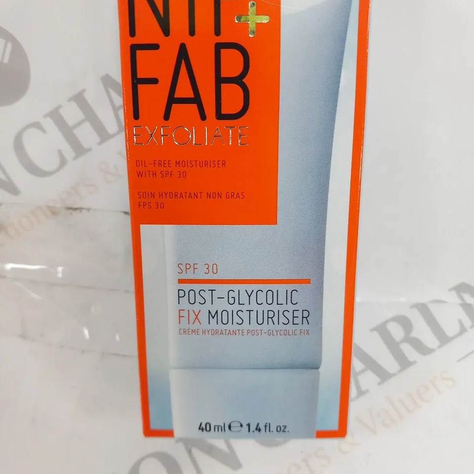BOXED NIP+ FAB EXFOLIATE OIL FREE MOISTURISER WITH SPF 30 40ML