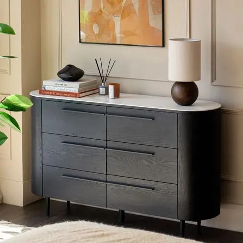 BOXED DANETTI MANHATTAN WHITE CERAMIC CHEST OF DRAWERS