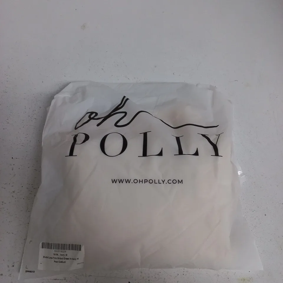 OH POLLY MODAL LACE-TRIM MIDAXI DRESS IN IVORY – SIZE M