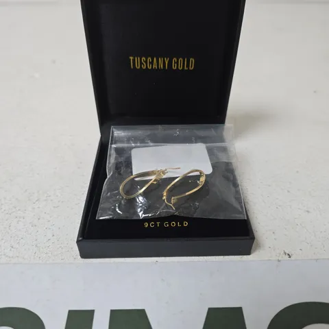 TUSCANY GOLD 9CT GOLD "TWIST" EAR RINGS IN BLACK BOX
