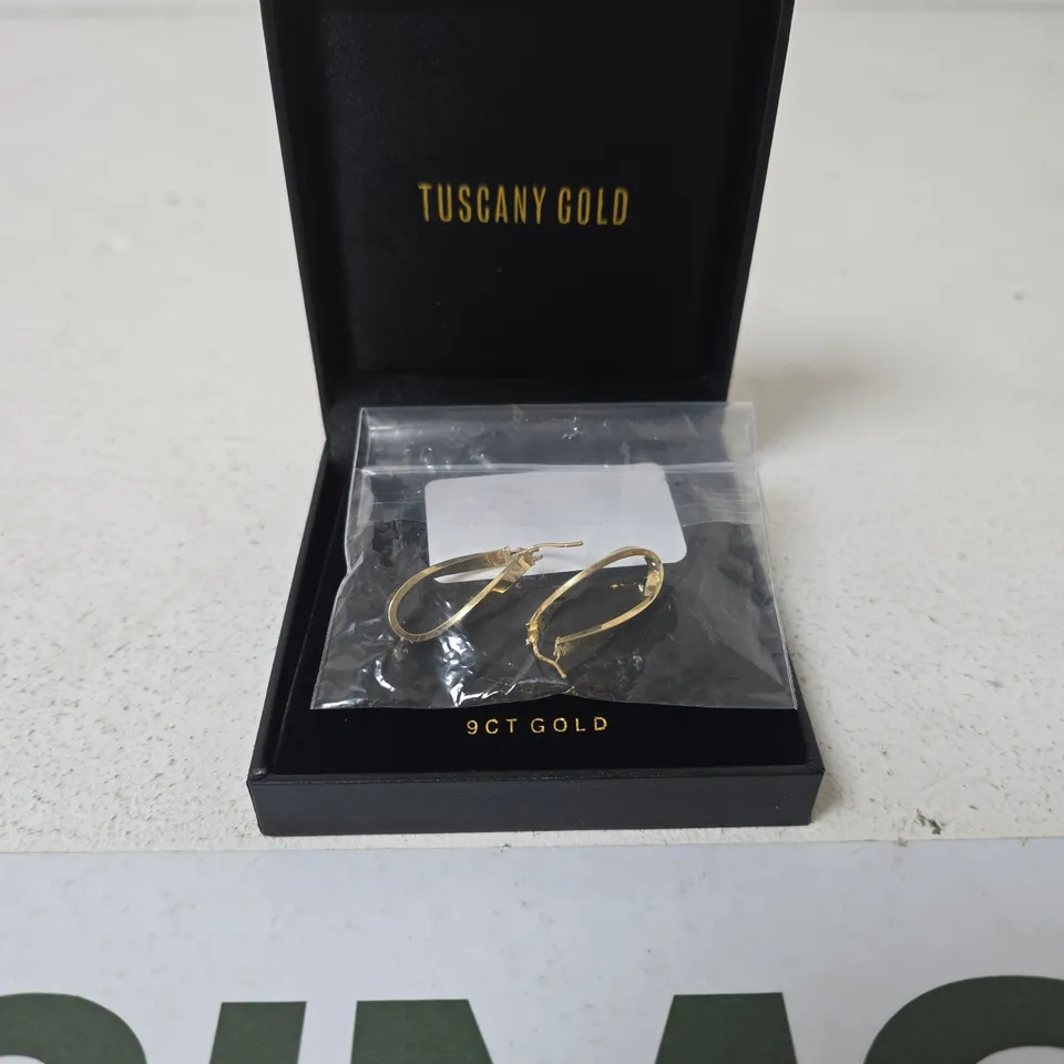 TUSCANY GOLD 9CT GOLD "TWIST" EAR RINGS IN BLACK BOX
