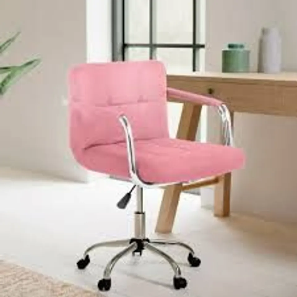 BOXED NEO PINK VELVET SWIVEL OFFICE CHAIR (1 BOX)