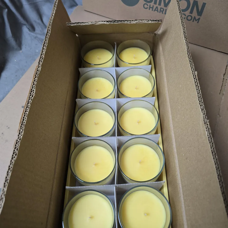 BOX OF APPROXIMATELY 10 HOME ACCESSORIES LEMON FRESH WAX CANDLES 
