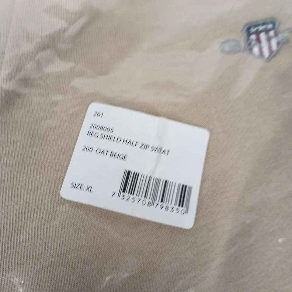 GANT SHIELD HALF ZIP SWEATSHIRT – BEIGE, UK XL