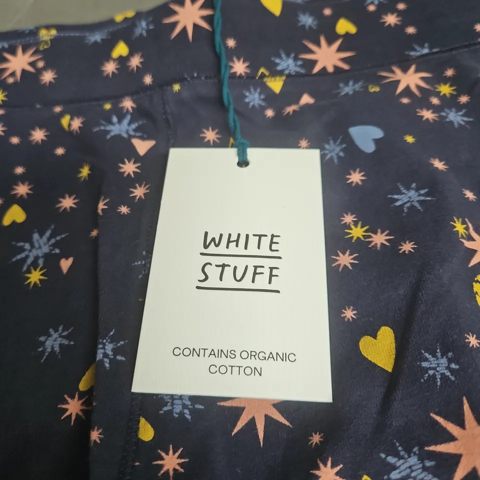 WHITE STUFF NAVY STAR & HEART PRINT TROUSERS – WOMEN'S MEDIUM