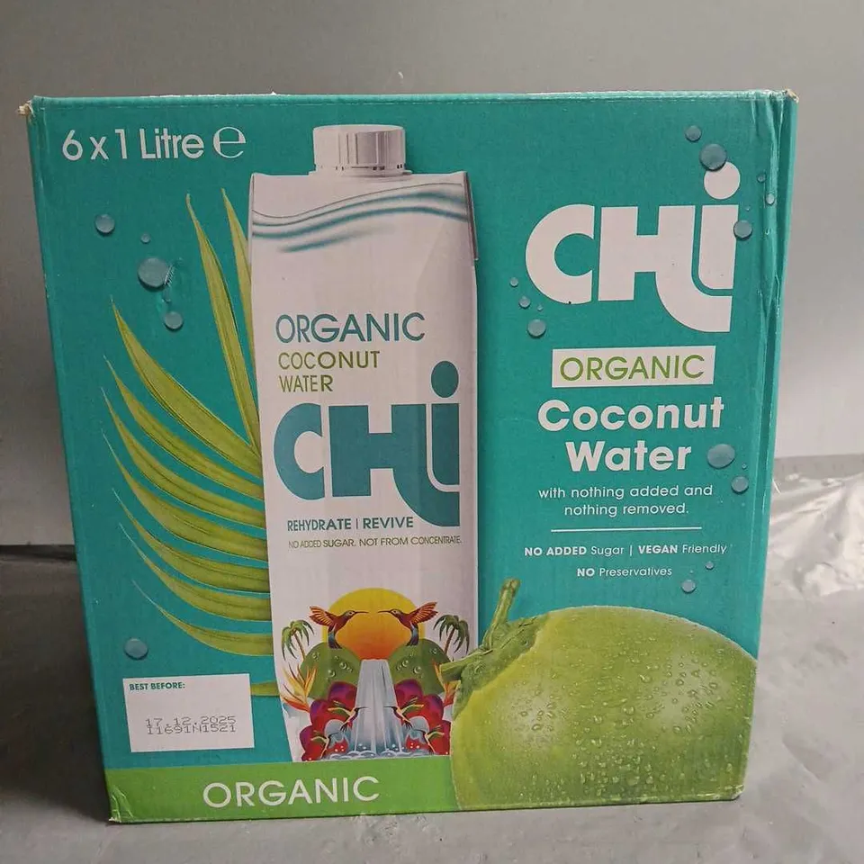 6 1L PACK OF CHI ORGANIC COCONUT WATER