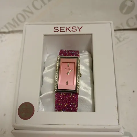 BOXED SEKSY BY SEKONDA LADIES STONE WATCH WITH STAINLESS STEEL BACK - JAPAN MOVEMENT. 