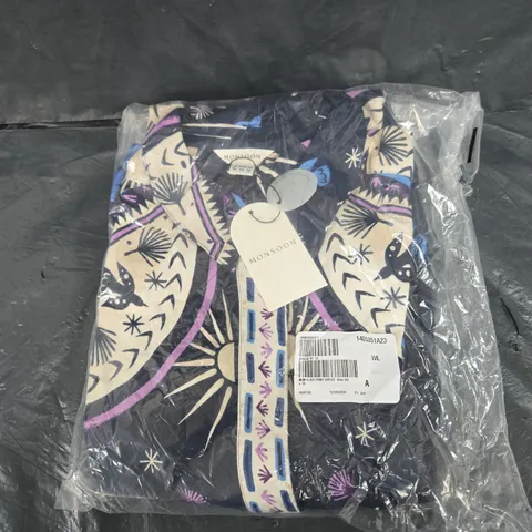 BAGGED MONSOON ELSIE PRINT SHIRT DRESS BLUE SIZE 16