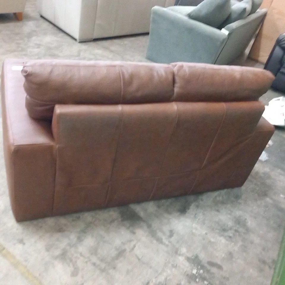 DESIGNER BROWN FAUX LEATHER TWO SEATER SOFA