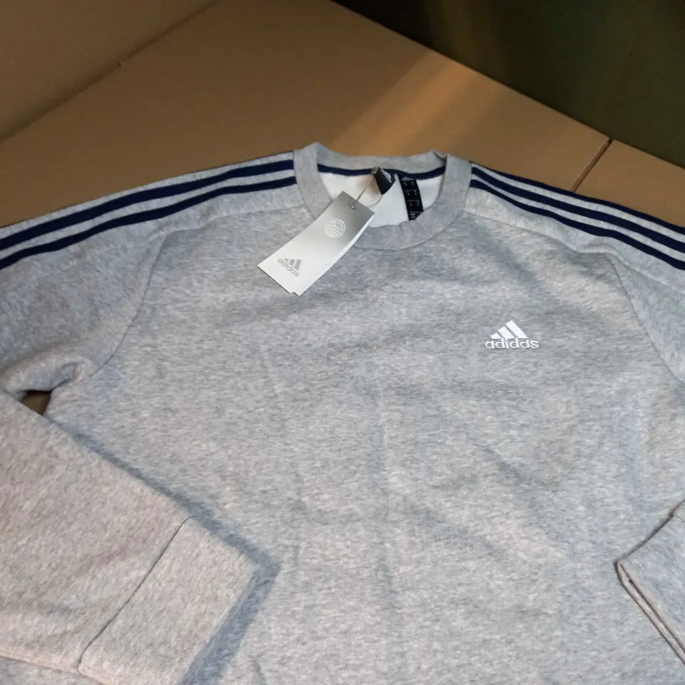 ADIDAS GREY MARL/LOGO SWEATER - MEDIUM