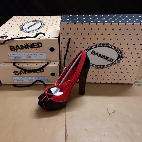 LOT OF 3 BOXED PAIRS OF BANNED HEELED SHOES - VARIOUS SIZES