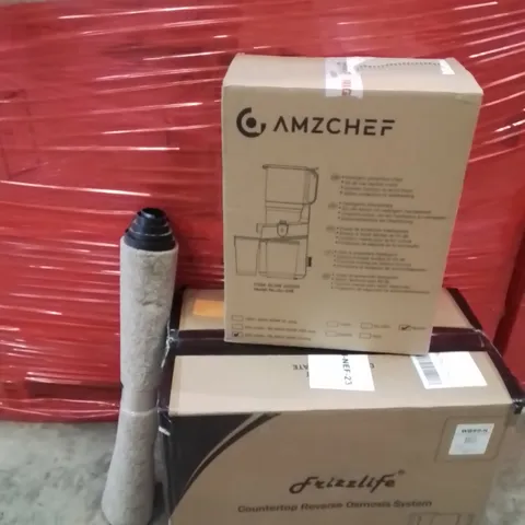 PALLET OF ASSORTED HOUSEHOLD GOODS AND PRODUCTS TO INCLUDE;COUNTERTOP REVERSE OSMOSIS SYSTEM,AREA RUG,SLOW JUICER