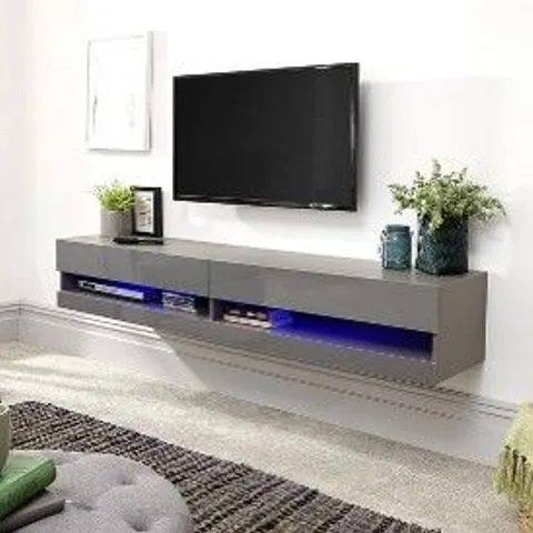 BRAND NEW BOXED GALICIA 180CM WALL TV UNIT WITH LED - GREY (1 BOX)