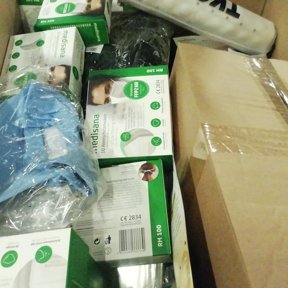 PALLET OF ASSORTED ITEMS INCLUDING, SURGICAL MASKS, MAGNETIC DOOR SCREEN, SCREEN PROTECTORS, WATERPROOF PHONE POUCHES. 