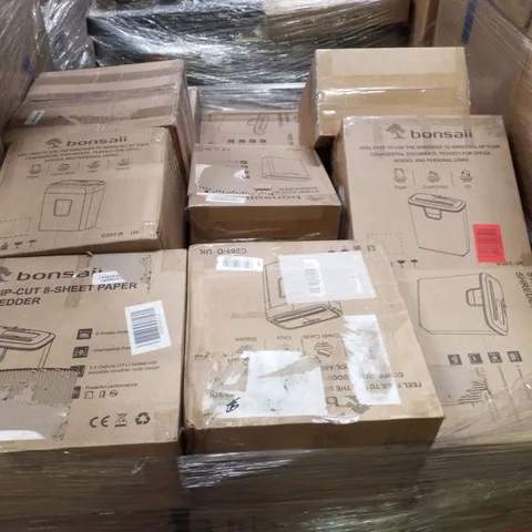 PALLET CONTAINING ASSORTED BONSAII PAPER SHREDDERS
