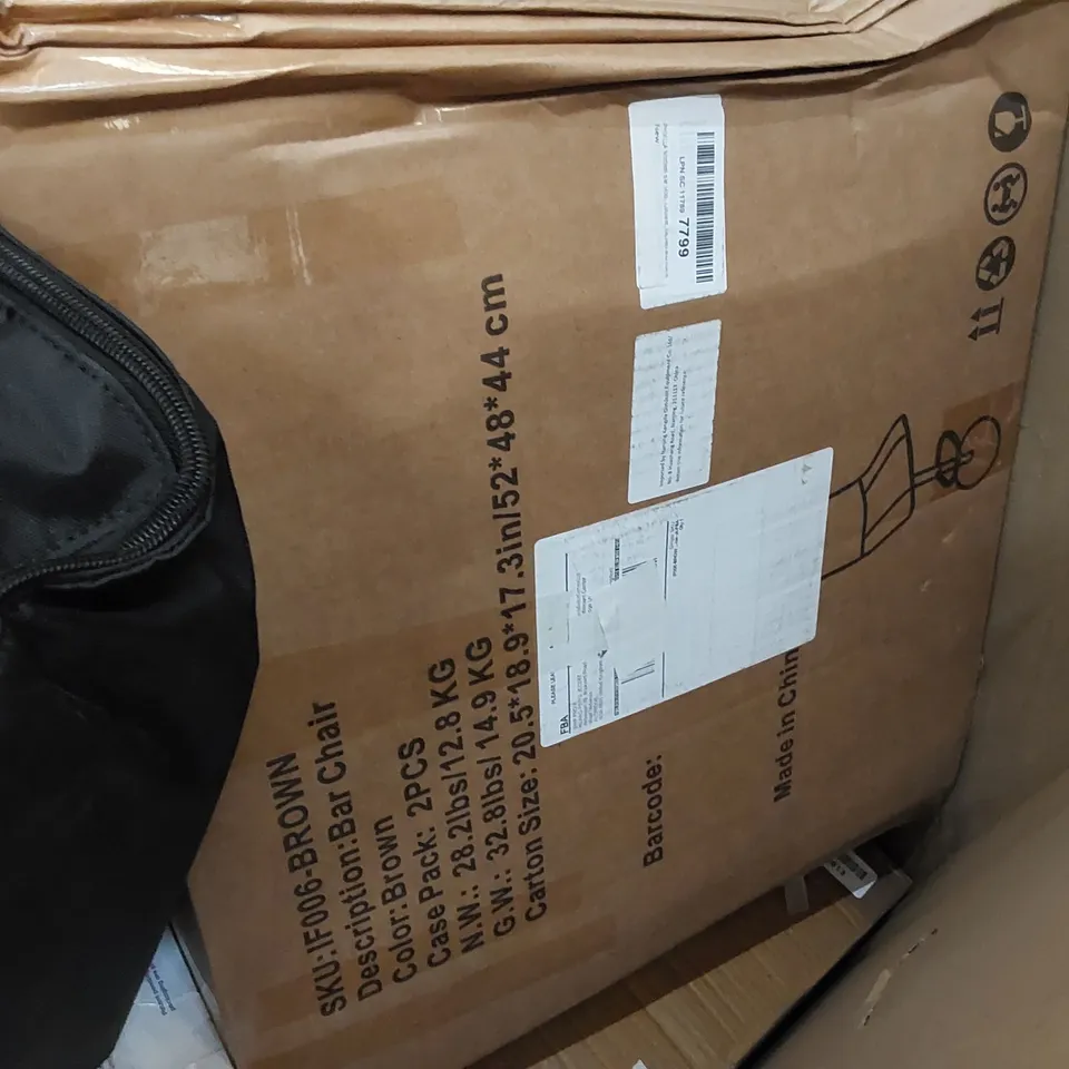 PALLET OF ASSORTED CONSUMER GOODS AND FURNITURE PRODUCTS TO INCLUDE; OFFICE CHAIR, BAR CHAIR, PRESSURE WASHER, PREMIUM AIR BED, ROTARY DEHUMIDIFIER, ELECTRIC POTATO PEELER, FABRIC WARDROBE ECT.