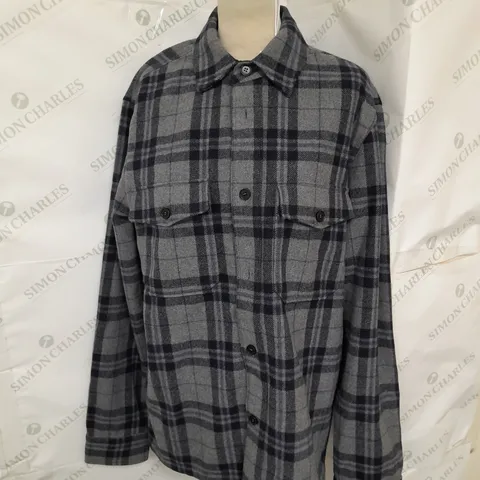 ARKETT WOOL SHIRT IN GREY PLAID SIZE 38R