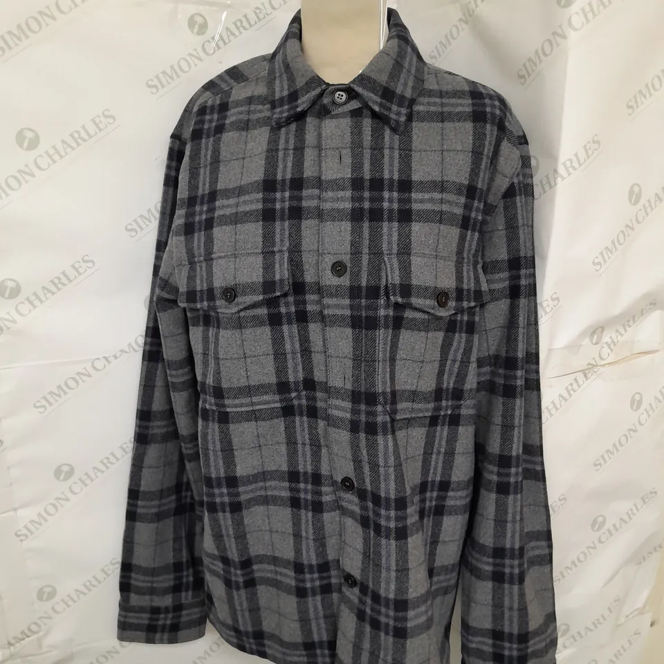 ARKETT WOOL SHIRT IN GREY PLAID SIZE 38R