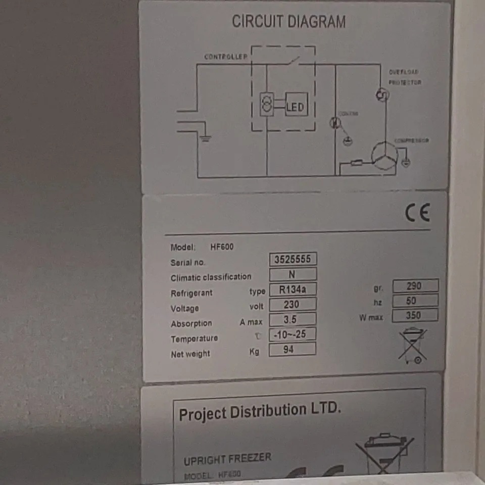 HF600 COMMERCIAL TEMPERATURE CONTROLLED UPRIGHT FOOD STORAGE CABINET