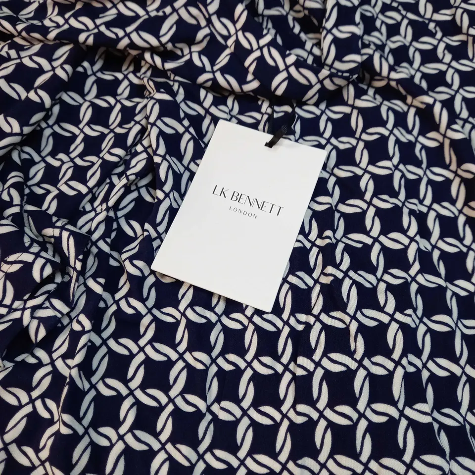 LK BENNETT NAVY/PRINT MAXI DRESS - SIZE 10
