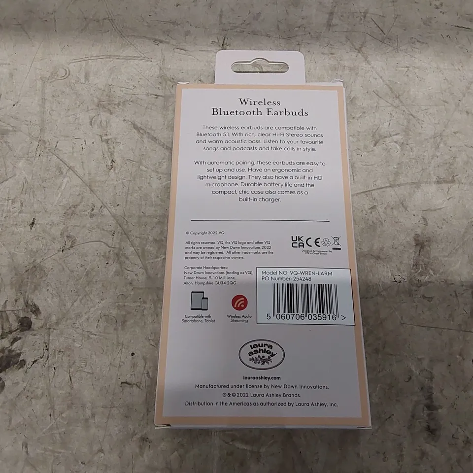 BOXED LAURA ASHLEY TRUE WIRELESS EARBUDS (1 BOX)