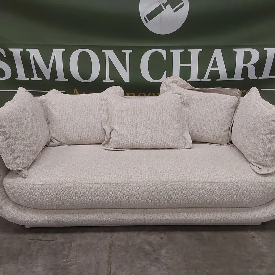 QUALITY DESIGNER BAIE 4 SEATER FORZA FABRIC SOFA - NATURAL
