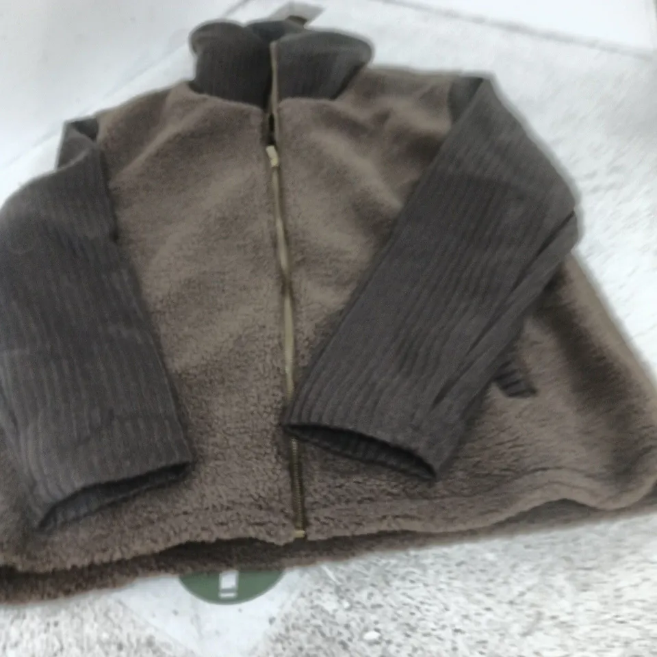 D&CO DENIM + COMPANY BROWN ZIP-UP FLEECE JACKET