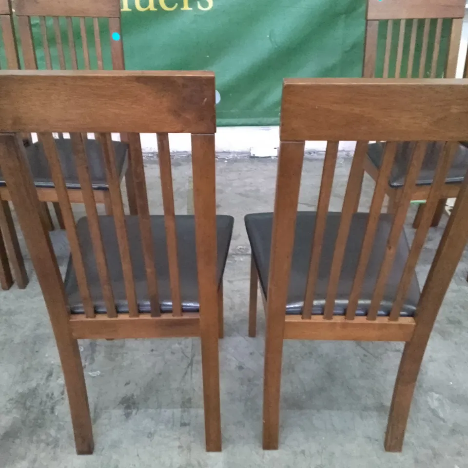 SET OF 6 NEW OXFORD DARK OAK DINING CHAIRS (BLACK LEATHER SEAT PAD)