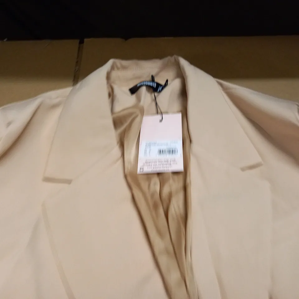 MISSGUIDED TAILORED DOUBLE BREASTED BLAZER IN STONE - UK 12