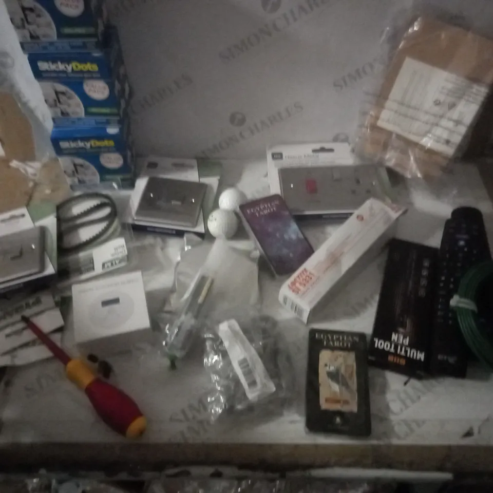 APPROXIMATELY 10 ASSORTED PRODUCTS TO INCLUDE, GOLF BALLS, LIGHT SWITCHES